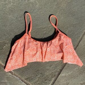 Reef ruffle bikini crop top orange cream Small